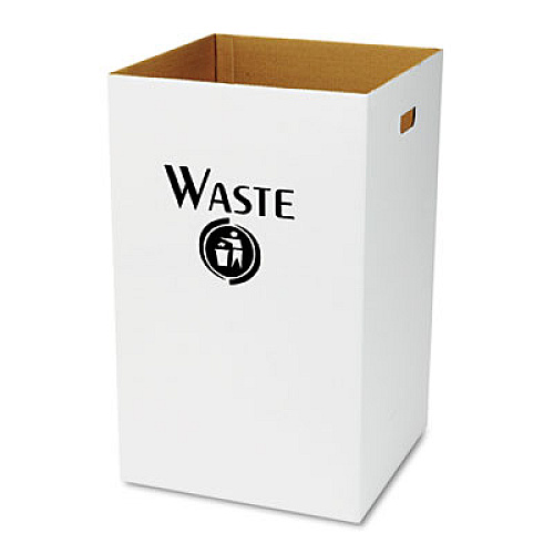 Safco CORRUGATED WASTE RECEPTACLE, SQUARE, 40 GAL, WHITE, 12/CARTON (9745)