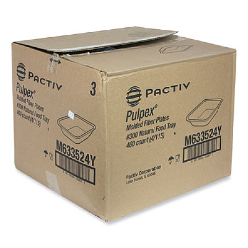 Pactiv Evergreen EarthChoice Pulpex Steep Wall Food Tray, 9.1 x 6.9 x 1.75, Natural, Paper, 460/Carton (M633524Y)