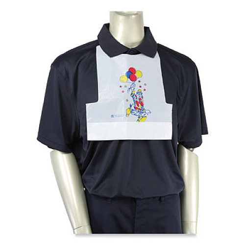 AmerCareRoyal Poly Clown Bib, Children's, White, 500/Box, 5 Boxes/Carton (CPB10)