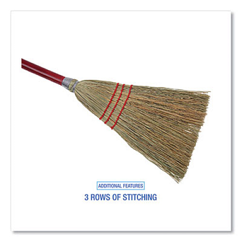 Boardwalk Corn Fiber Lobby/Toy Broom, Corn Fiber Bristles, 39" Overall Length, Red (951TEA)