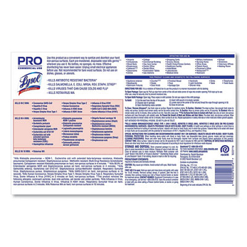 LYSOL Brand Professional Disinfecting Wipe Bucket, 1-Ply, 6 x 8, Lemon and Lime Blossom, White, 800 Wipes (99856)