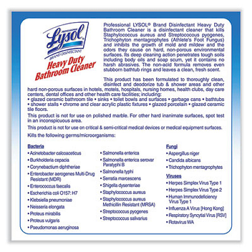 Professional LYSOL Brand Disinfectant Heavy-Duty Bathroom Cleaner Concentrate, Fresh Lime, 1 gal Bottle (94201EA)