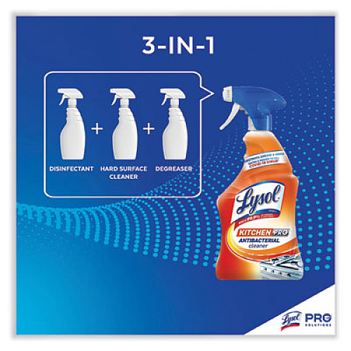 LYSOL Brand Kitchen Pro Antibacterial Cleaner, Citrus Scent, 22 oz Spray Bottle, 9/Carton (79556)