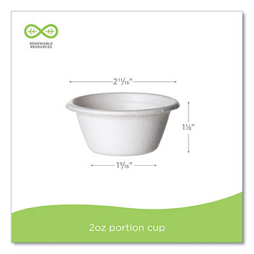 Eco-Products Molded Fiber Portion Cups, 2 oz, Sugarcane, White, 2,500/Carton (EPSPC2)