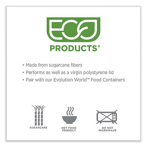 Eco-Products Evolution World EcoLid 25% Recycled Food Container Lid, Fits 12 to 32 oz Containers, White, Plastic, 500/Carton (EPBRSCLIDL)