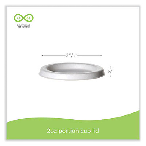 Eco-Products Sugarcane Portion Cup Lids, Fits 2 oz Portion Cups, White, 2,500/Carton (EPSPCLID2)