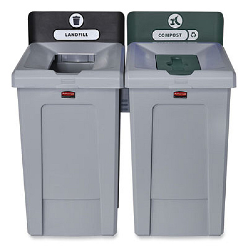 Rubbermaid Commercial Slim Jim Recycling Station 1-Stream, Compost Collection Station, 33 gal, Resin, Gray (2171555)