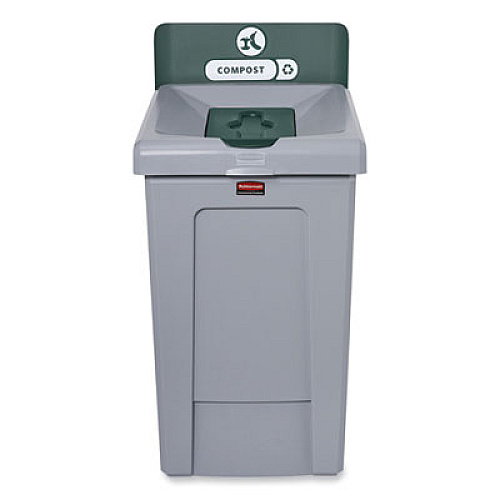 Rubbermaid Commercial Slim Jim Recycling Station 1-Stream, Compost Collection Station, 33 gal, Resin, Gray (2171555)