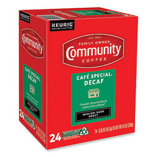 Community Coffee Cafe Special Decaf K-Cups, 24/Box (6408CC)