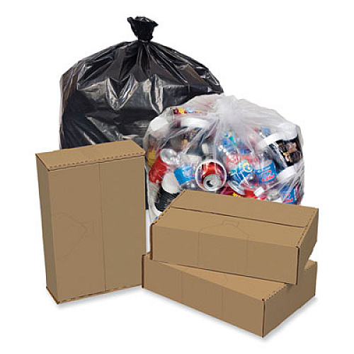 Pitt Plastics Eco Strong Plus Can Liners, 40 gal, 1.35 mil, 40" x 46", Black, Perforated Roll, 100/Carton (PCRL4046SHK)