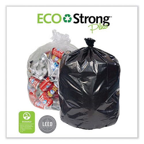 Pitt Plastics Eco Strong Plus Can Liners, 40 gal, 16 mic, 40" x 46", Natural, Perforated Roll, 250/Carton (PCRH404616N)