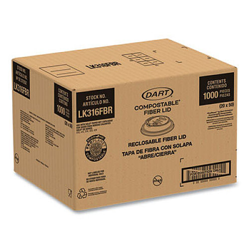 Dart Molded Fiber Lids for Paper Cups, ProPlanet Seal, Fits 10 oz to 24 oz Hot Cups, Tan, 1,000/Carton (LK316FBR)
