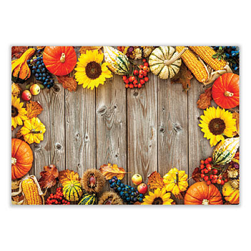 Hoffmaster Placemats, Three Autumn Days Photo Designs, Smooth Surface, Straight Edges, 14" x 10", Multicolor, 1,000/Carton (702081)