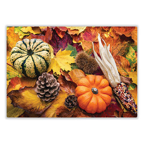 Hoffmaster Placemats, Three Autumn Days Photo Designs, Smooth Surface, Straight Edges, 14" x 10", Multicolor, 1,000/Carton (702081)