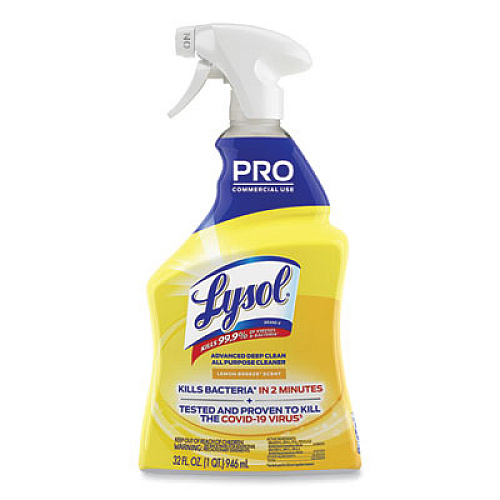 Professional LYSOL Brand Advanced Deep Clean All Purpose Cleaner, Lemon Breeze, 32 oz Trigger Spray Bottle, 12/Carton (00351)