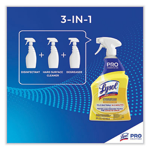 Professional LYSOL Brand Advanced Deep Clean All Purpose Cleaner, Lemon Breeze, 32 oz Trigger Spray Bottle, 12/Carton (00351)