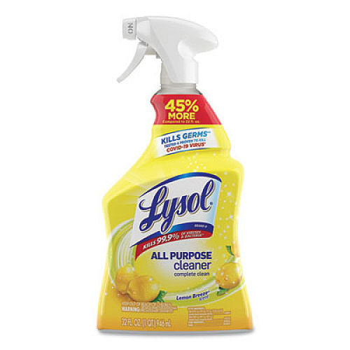 LYSOL Brand Ready-to-Use All-Purpose Cleaner, Lemon Breeze, 32 oz Spray Bottle, 12/Carton (75352CT)