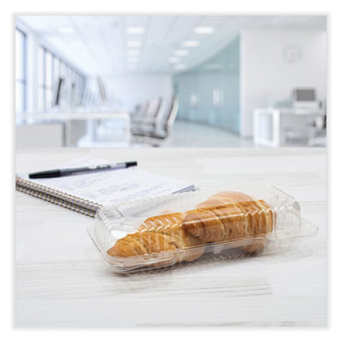 Dart StayLock Clear Hinged Lid Containers, 4.5" x 8.5" x 2.1", Clear, Plastic, 250/Carton (C18UT1)