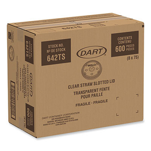 Dart Plastic Cold Cup Lids, Fits 32 oz to 44 oz Cold Cups, Clear, 600/Carton (642TS)