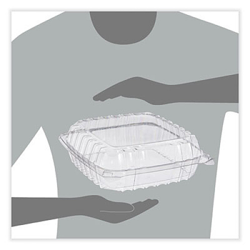 Dart ClearSeal Hinged-Lid Plastic Containers, 9.3 x 8.83 x 3, Clear, 200/Carton (PET95PST1)