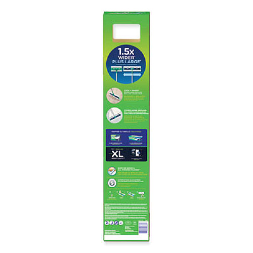 Swiffer Sweeper Mop, XL Dry + Wet Sweeping Kit, 16.5 x 9 White Cloth Head, 46" Green/Silver Aluminum/Plastic Handle (01096)