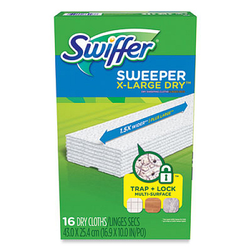 Swiffer Sweeper XL Dry Refill Cloths, 16.9" x 9.8", White, 16/Box (96826CT)