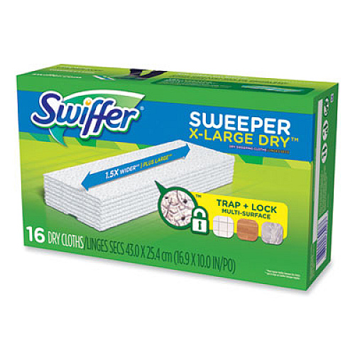 Swiffer Sweeper XL Dry Refill Cloths, 16.9" x 9.8", White, 16/Box (96826CT)