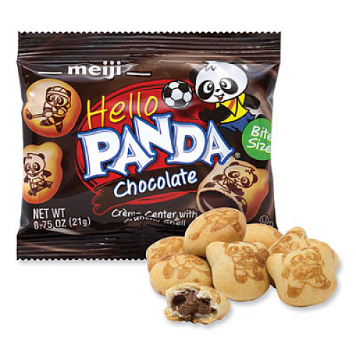 Meiji Hello Panda Chocolate Creme Filled Cookies, 0.75 oz Bag, 30 Bags/Carton (22002038)