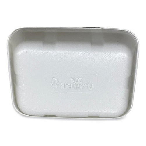 GEN Meat Trays, #20K, 12 x 8.7 x 2.45, White, Foam, 125/Carton (20KWH)