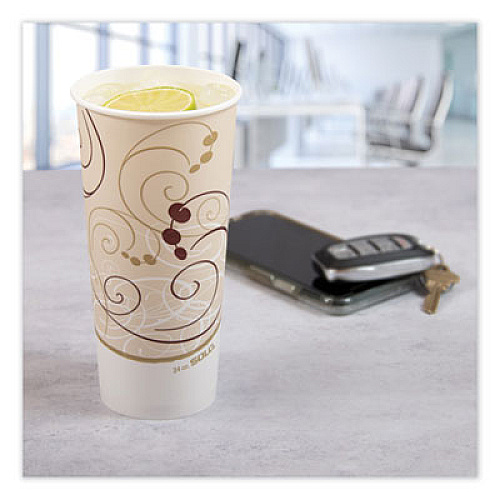 SOLO Double Sided Poly Paper Cold Cups, 24 oz, Symphony Design, 50/Sleeve, 20 Sleeves/Carton (RP24TPJ8000)