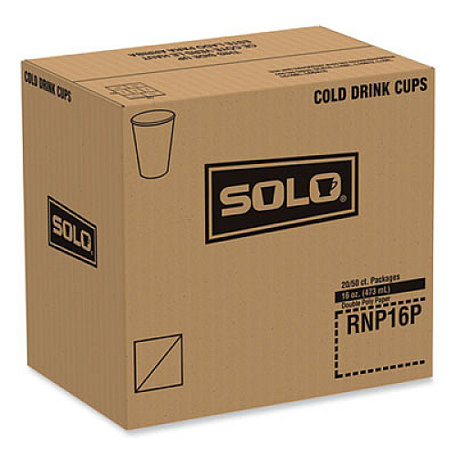 SOLO Double Sided Poly Paper Cold Cups, 16 oz, Symphony Design, 50/Sleeve, 20 Sleeves/Carton (RNP16PJ8000)