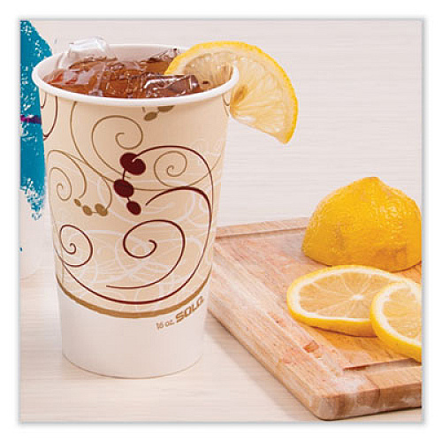 SOLO Double Sided Poly Paper Cold Cups, 16 oz, Symphony Design, 50/Sleeve, 20 Sleeves/Carton (RNP16PJ8000)
