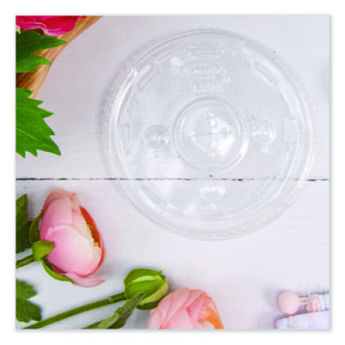 SOLO Straw-Slot Cold Cup Lids, Fits 30 oz to 32 oz Cold Cups, Plastic, Clear, 50/Sleeve, 20 Sleeves/Carton (L32CR)