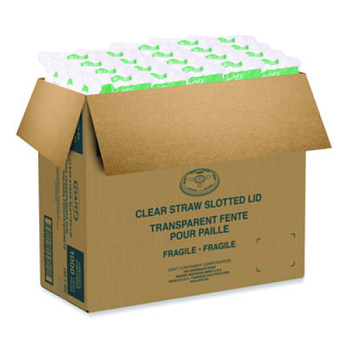SOLO Straw-Slot Cold Cup Lids, Fits 30 oz to 32 oz Cold Cups, Plastic, Clear, 50/Sleeve, 20 Sleeves/Carton (L32CR)