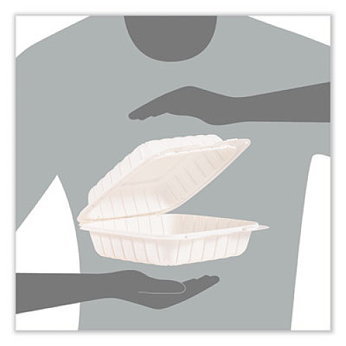 Dart Hinged Lid Containers, 8.25 x 8 x 3, White, Plastic, 150/Carton (85MFPPHT1R)
