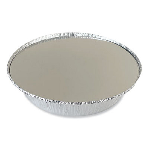 Boardwalk Round Aluminum To-Go Containers with Lid, 48 oz, 9" Diameter x 1.66" h, Silver, 200/Carton (ROUND9COMBO)