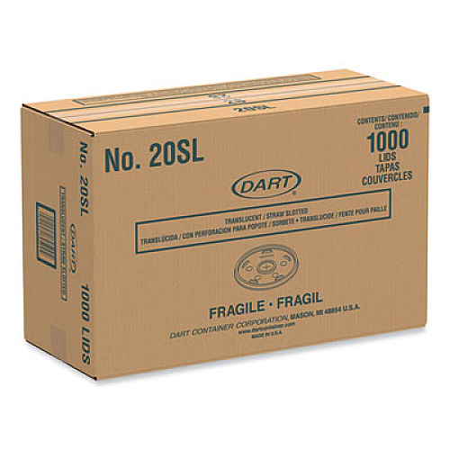 Dart Cold Cup Lids, Fits 8 oz to 32 oz Cold Cups/Containers, Plastic, Translucent, 100/Sleeve, 10 Sleeves/Carton (20SL)