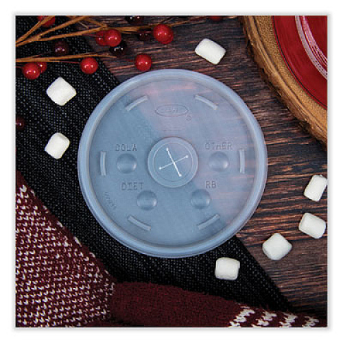 Dart Cold Cup Lids, Fits 8 oz to 32 oz Cold Cups/Containers, Plastic, Translucent, 100/Sleeve, 10 Sleeves/Carton (20SL)