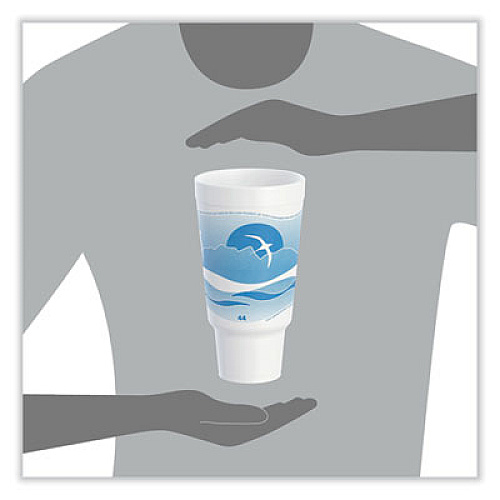 Dart Horizon Hot/Cold Foam Drinking Cups, 44 oz, White/Ocean Blue, 15/Bag, 20 Bags/Carton (44AJ32H)