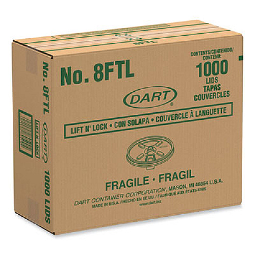 Dart Lift n' Lock Plastic Hot Cup Lids, Fits 8 oz Hot Cups, White, 1,000/Carton (8FTL)