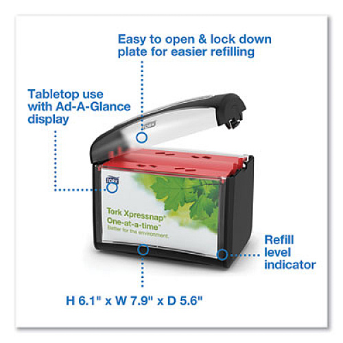 Tork Xpressnap Tabletop Napkin Dispenser, 7.9 x 5.6 x 7.9, Black (6232100)