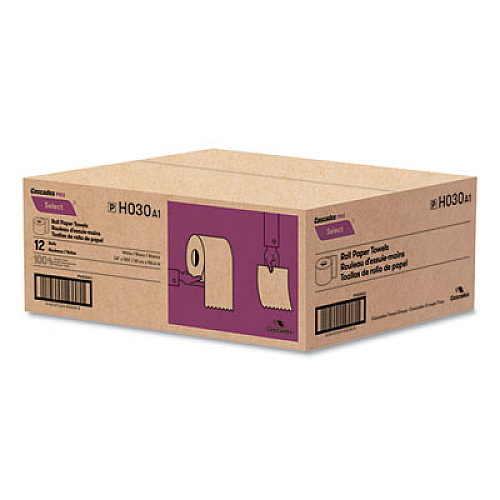 Cascades PRO Select Roll Paper Towels, 1-Ply, 7.88" x 350ft, White, 12 Rolls/Carton (H030)