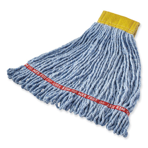 Web Foot BLEND SHRINKLESS Mop Head, Cotton/Synthetic, Small, Blue, 6/Carton (FGA25106BL00)