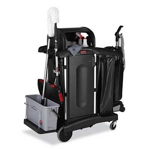 Rubbermaid Commercial Executive Janitorial Cleaning Cart Locking Cabinet Door Kit, Black (1995833)