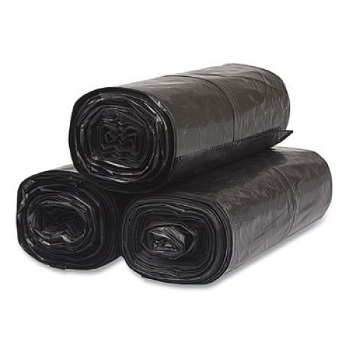 Inteplast Group Low-Density Commercial Can Liners, 60 gal, 1.5 mil, 38" x 58", Black, Interleaved Roll, 20 Bags/Roll, 5 Rolls/Carton (SL3858150K)