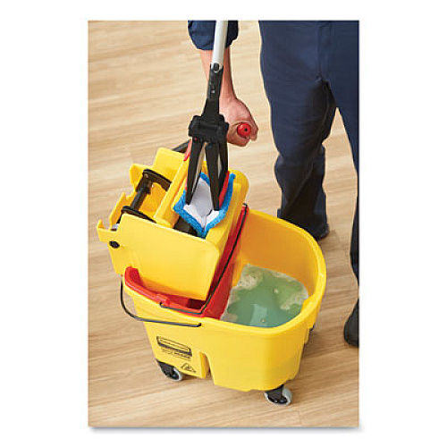 Rubbermaid Commercial WaveBrake 2.0 Bucket/Wringer Combos, Down-Press, 35 qt, Plastic, Red (FG757888RED)