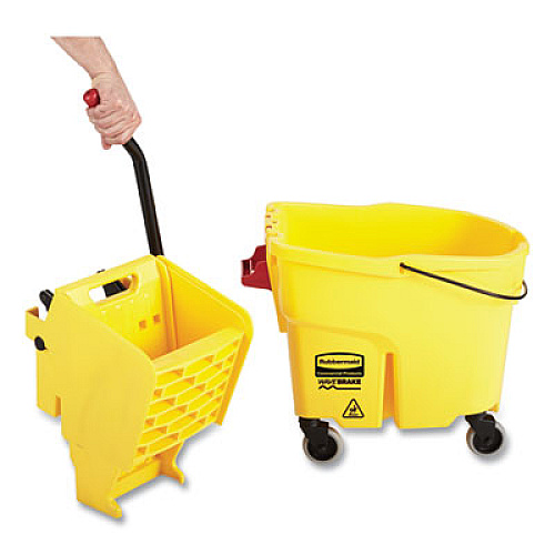 Rubbermaid Commercial WaveBrake 2.0 Bucket/Wringer Combos, Side-Press, 44 qt, Plastic, Yellow (FG618688YEL)