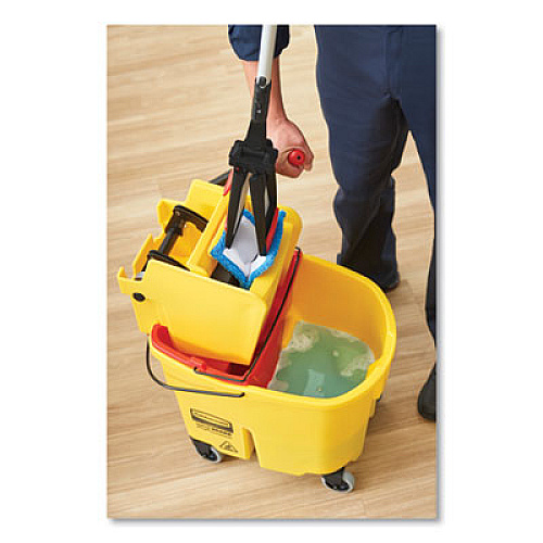 Rubbermaid Commercial WaveBrake 2.0 Bucket/Wringer Combos, Side-Press, 44 qt, Plastic, Yellow (FG618688YEL)