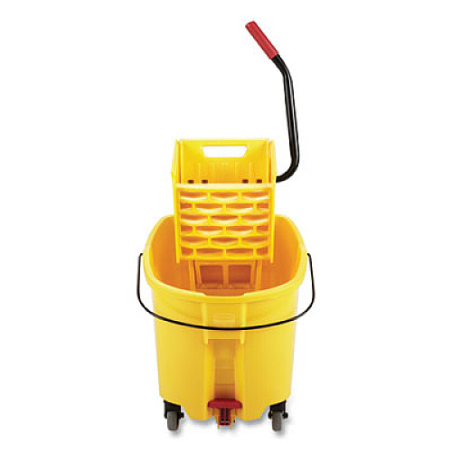 Rubbermaid Commercial WaveBrake 2.0 Bucket/Wringer Combos, Down-Press, 44 qt, Plastic, Yellow (FG757688YEL)
