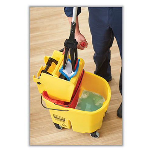 Rubbermaid Commercial WaveBrake 2.0 Bucket/Wringer Combos, Down-Press, 44 qt, Plastic, Yellow (FG757688YEL)